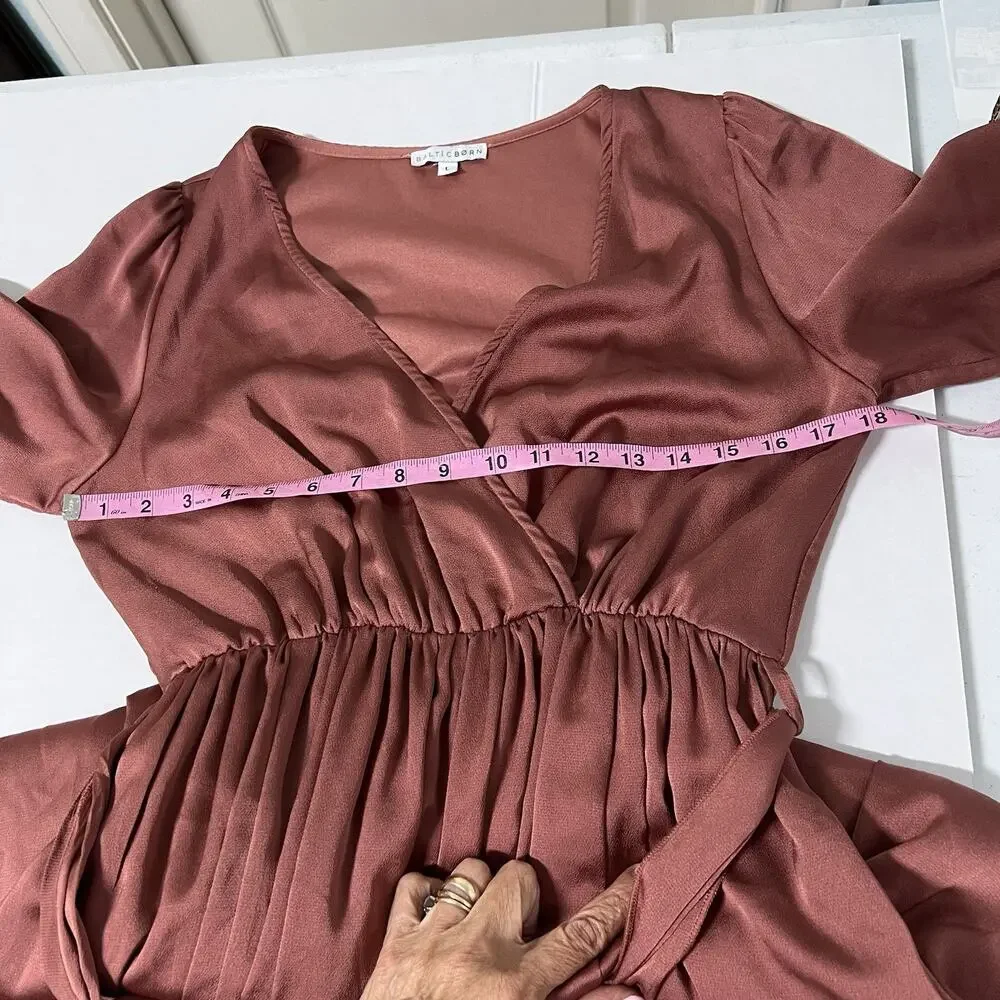 Baltic Born Maxi Dress Size Large Rust Tie Waist Long Sleeve Formal Gown - Picture 11 of 14